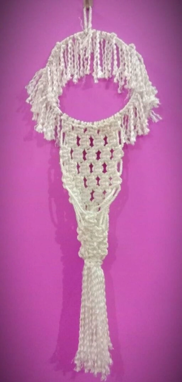 Handicraft Macrame Thick knot Beads Festival off White Wall Hanging/Wall Decor ForHome Office Toran - Free Size, Cane, Toran, Pack of1